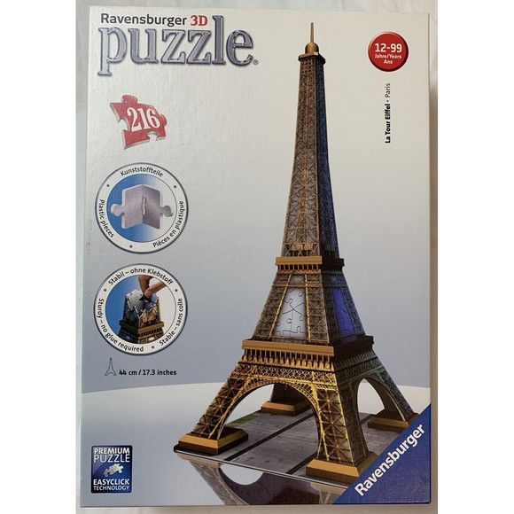 Ravensburger 3-D Puzzle 216 PC  Building Model Ages 12+ Eiffel Tower Paris - Picture 1 of 12